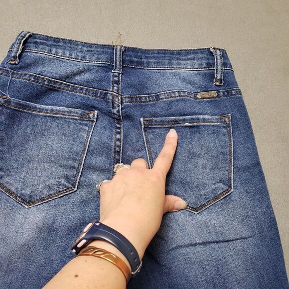 KANCAN Alexis Med Dark Wash High Rise Distressed Destroyed Skinny Jeans 25 / 3 - Picture 5 of 13